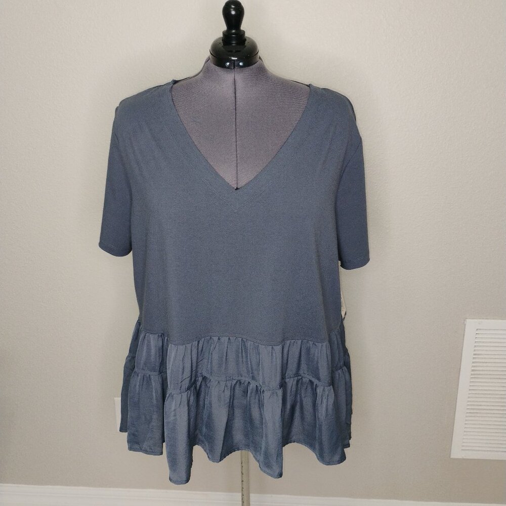 Terra & Sky Ruffle Hem Tee – Plus Size 4X (28W–30W) – NWT